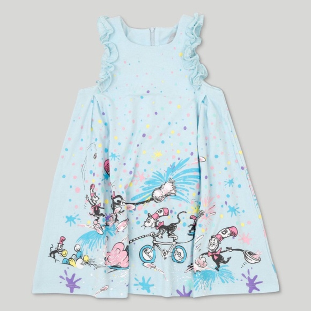 Dr Seuss Cat in the Hat Blue Dress Toddler Girl
